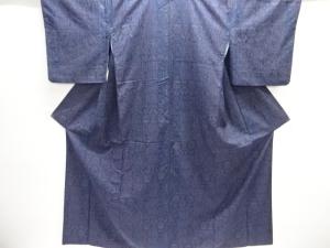 花更紗模様手織り紬単衣着物